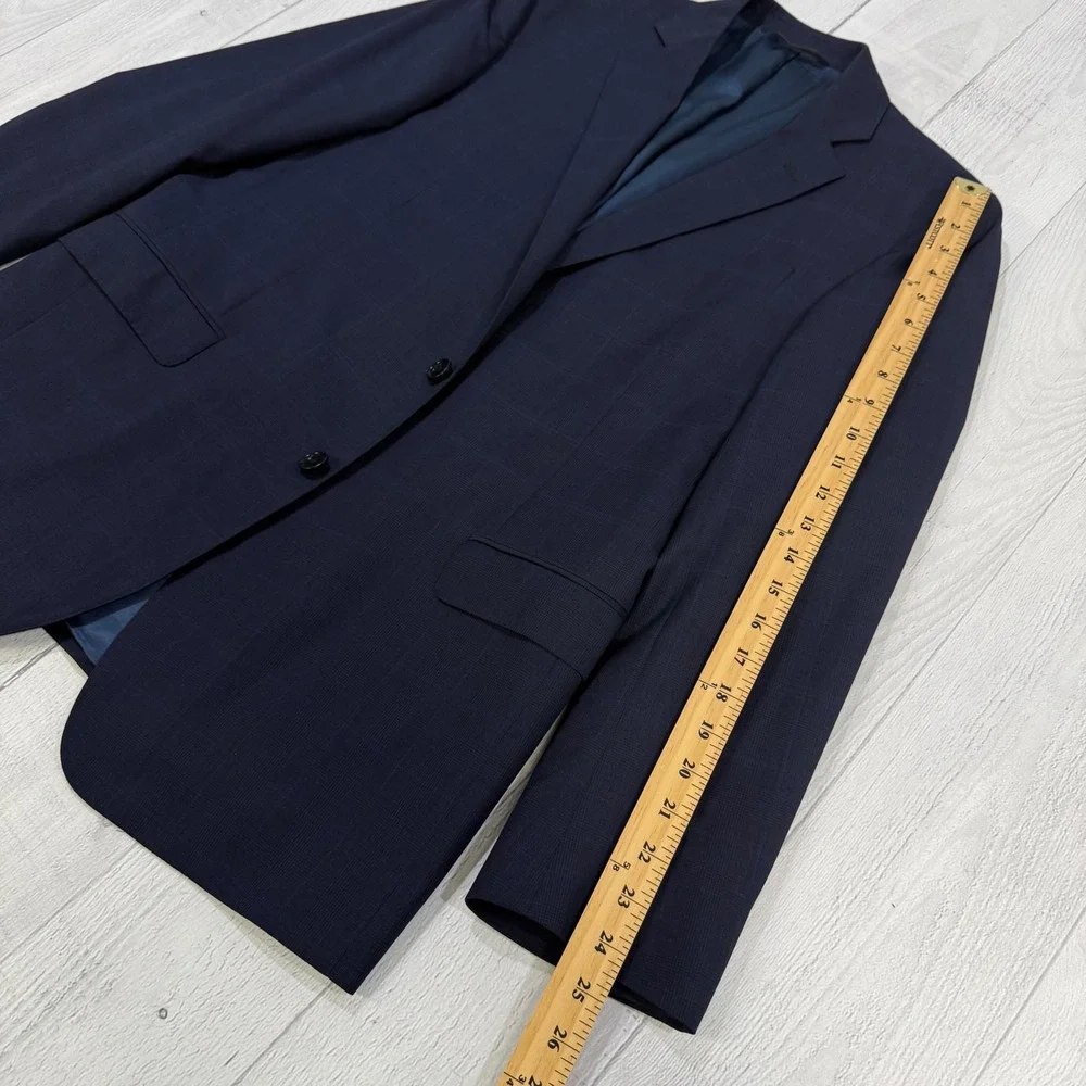 Brooks Brothers Regent Fit Navy Blue Glen‎ Plaid Wool Blazer Tollegno 1900 42R